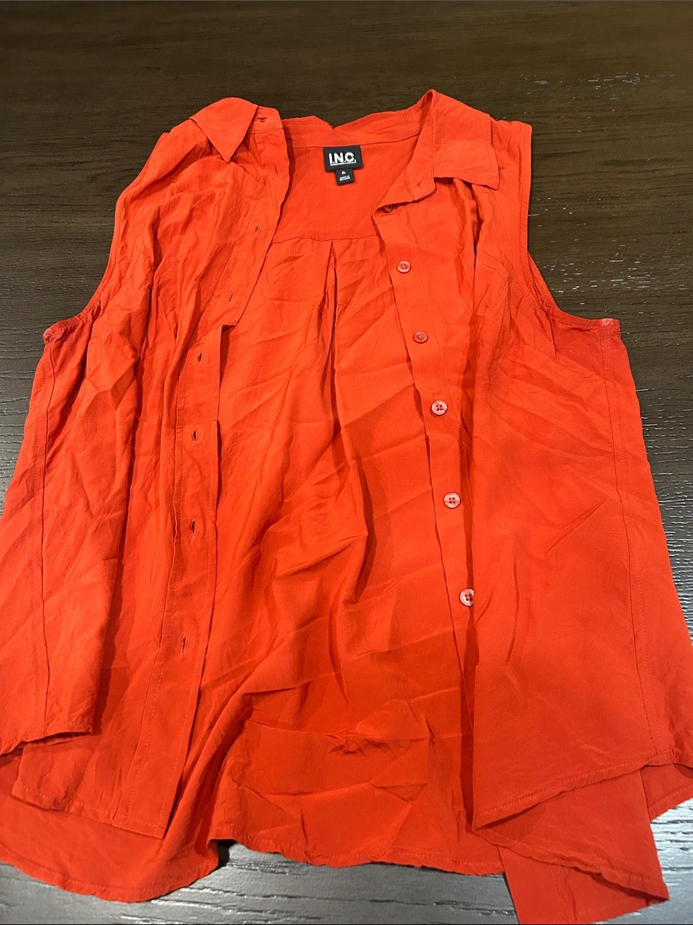 INC International Concepts Bright Orange Sleeveless Button-Front Blouse